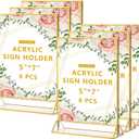 Acrylic Sign Holder, 5 x 7 Inch Gold Frames, Double-Sided Display Stand Picture Frames, Table Signs Holders for Table Menus, Offices, Weddings, Flyers and Photo (Gold, 5 x 7 Inch (6 Pcs))