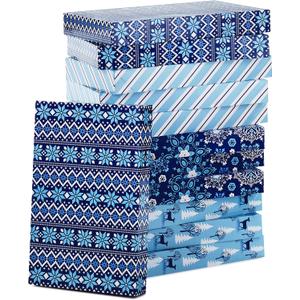 Hallmark Medium Holiday Gift Boxes with Lids (12 Shirt Boxes, 4 Designs: Snowflakes, Stripes, Sweater Pattern, Reindeer) for Christmas, Hanukkah, Holiday Parties, Hostess Gifts
