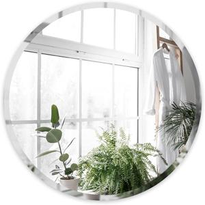 ANYHI Round Beveled Bathroom Mirror, 21.7 Inch Circle Frameless Mirror with 0.6'' Edge, Round Mirrors for Wall Dcor, Wall Mirror for Bathroom Bedroom Entrance Living Room