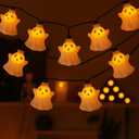 Halloween Ghost Lights,8.5Ft Halloween Fairy Decorations Lights with 10 LED White Ghost Lamp Waterproof UL Listed for Indoor Bedroom Patio Backyard Camping Desk Party Decor