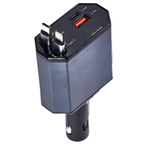  Super Fast Car Charger 120W with Retractable Line Dual USB Port Automobile Cigarette Lighter Interface Adapter Plug