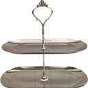 2 Tier Stainless Steel Dessert Stand, Double Layer Cupcake Cake Display Rack with Removable Trays Crown Design Tiered Serving Tray for Tea Party Wedding Birthday Holiday Decorations (Silver)