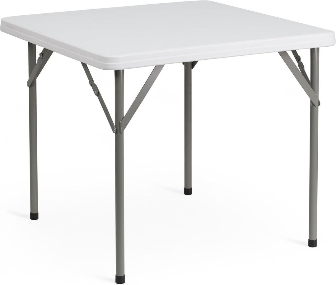 Flash Furniture Elon 2.85' Square All-Occasion Plastic Folding Event Table with Locking Legs, Folding Banquet Table for Indoor/Outdoor Events, White