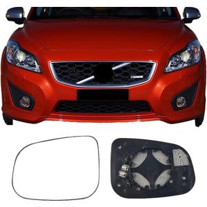 Driver Left Side Backing Plate Power Heated Mirror Replacement Glass for Volvo C30 2007 2008 2009 2010 2011 2012 2013,for Volvo S40 2007-2012,for Volvo C70 2008-2013,for Volvo S60 2007-2009