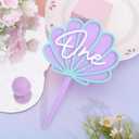 Seashell One Cake Topper - Ocean Mermaid 1st Birthday Decorations,Under the Sea Mermaid Party Photo Props,Purple Scallop Acrylic Cake Topper,First Summer Shell Birthday Beach Party Supplies