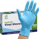 Comfy Package Synthetic Vinyl Blend Disposable Plastic Gloves Non-Sterile, Powder & Latex Free (Large)