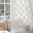 Ivory Lace Curtains 84 Inches Long Vintage Rose with Scalloped Edges Semi Sheer Embroidered Curtains for Living Room, Bedroom Cream Lace Window Sheer Drapes with Rod Pocket, 57"W x 84"L, 2 Panels