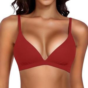 Werkiss Wireless Bralettes for Women No Underwire Bras Sexy V Neck Everyday Bra with Adjustable Straps (S)