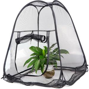 Mesh Plant Cover from Animals, Plant Netting Pest Guard Cover, Plant Tent Cage Pop-up with 4 Stakes for Vegetables, Fruits, Flowers, 28 x 28 x 32 Inches
