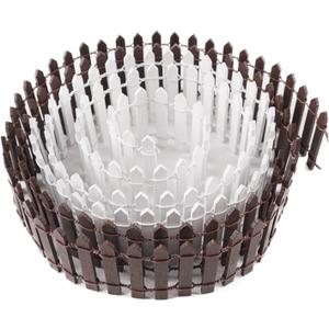 Miniature Wood Picket Fence - 2 Pcs DIY Brown and White Fence with Gate, 40 Inch Long for Fairy or Dollhouse Garden