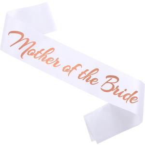 2 x Mother of the Bride Sash, Funny Bachelor Sashes for Engagement Gift Idea Wedding Party Decorations Bachelorette Party Supplies, White + Rose Gold(Mother of the Bride)