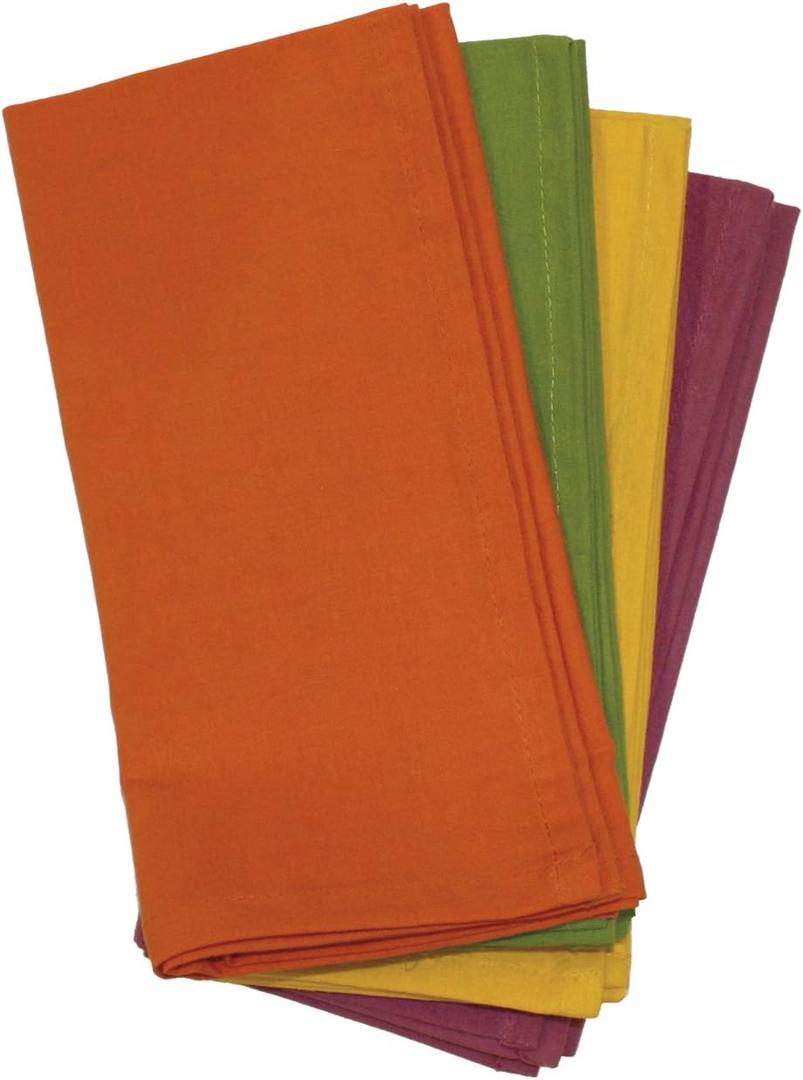 Aunt Martha's Fall Collection Dinner Napkins, Set of 4, Orange, Green, Yellow And Purple