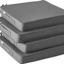 Outdoor Chair Cushions Set of 4,Waterproof Outdoor Seat Cushions for Patio Furniture,Patio Chair Cushion with Handle and Ties, Square Out Door Chair Pads,19" x 19" x 3", Darkgrey