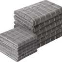 Puomue Microfiber Kitchen Towels and Dishcloths Set, 26 X 18 Inch and 12 X 12 Inch, Set of 12 Bulk Lint Free Dish Towels for Drying Dishes, Grey