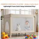 Portable Baby Playard& Playpen with Mattress, Travel Crib, Khaki, Standard