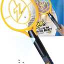 ZAP IT! Rechargeable Electric Fly Swatter Racket - 4,000-Volt Mosquito Zapper with USB Charging and LED Light - Large - Safe 3-Layer Mesh Bug Zapper Racquet for Indoors and Outdoors - Yellow