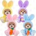 Shappy 4 Pcs Easter Bunny Plush Toys, 12 Inch Bunny Rabbit Stuffed Animals with Carrot & Bear Face Design, Pastel Plush Set for Easter Basket Stuffers, Gifts for Kids