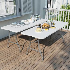 6FT Folding Tables for Camping Party Picnic, School, 2 Pack, White