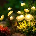 Solar Garden Lights, 2-pack Solar Fairy Lights for Outside, Swaying Mushroom Lights Outdoor Decorative, Waterproof Light Decor for Yard, Lawn, Patio, Pathway Decoration(Warm White)