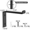 skysen Heavy Duty 7.25" Floating Shelf Brackets Support, Set of 8, Wall Mounted 1/4" Thickness, Matt Black ,Decorative Shelves (Shelf Bracket-7.25"-8)