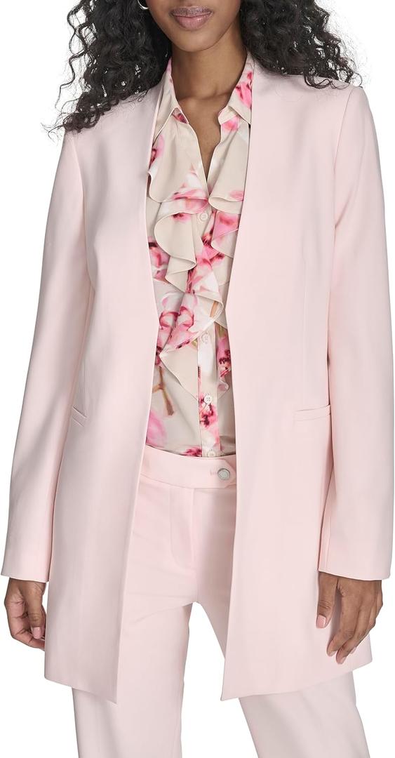 Calvin Klein Women's One Button Lux Blazer (8, Parfait)