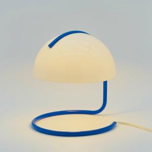 Lotus Atelier Blue Bauhaus Light | Retro Mushroom Table Lamp for Room Aesthetic Modern Lighting for Bedroom | Mid Century Modern | Living Room Decor & Bedroom Decor (10.5" H x 9.5" W) (Blue)