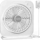 Portable Table fan, Window Fan, Small Box Fan with 3 Powerful Speed & 4 Timer Setting, 270 Pivoting Quiet Square DC Fan for Home Office Bedroom Bathroom Kitchen (White)