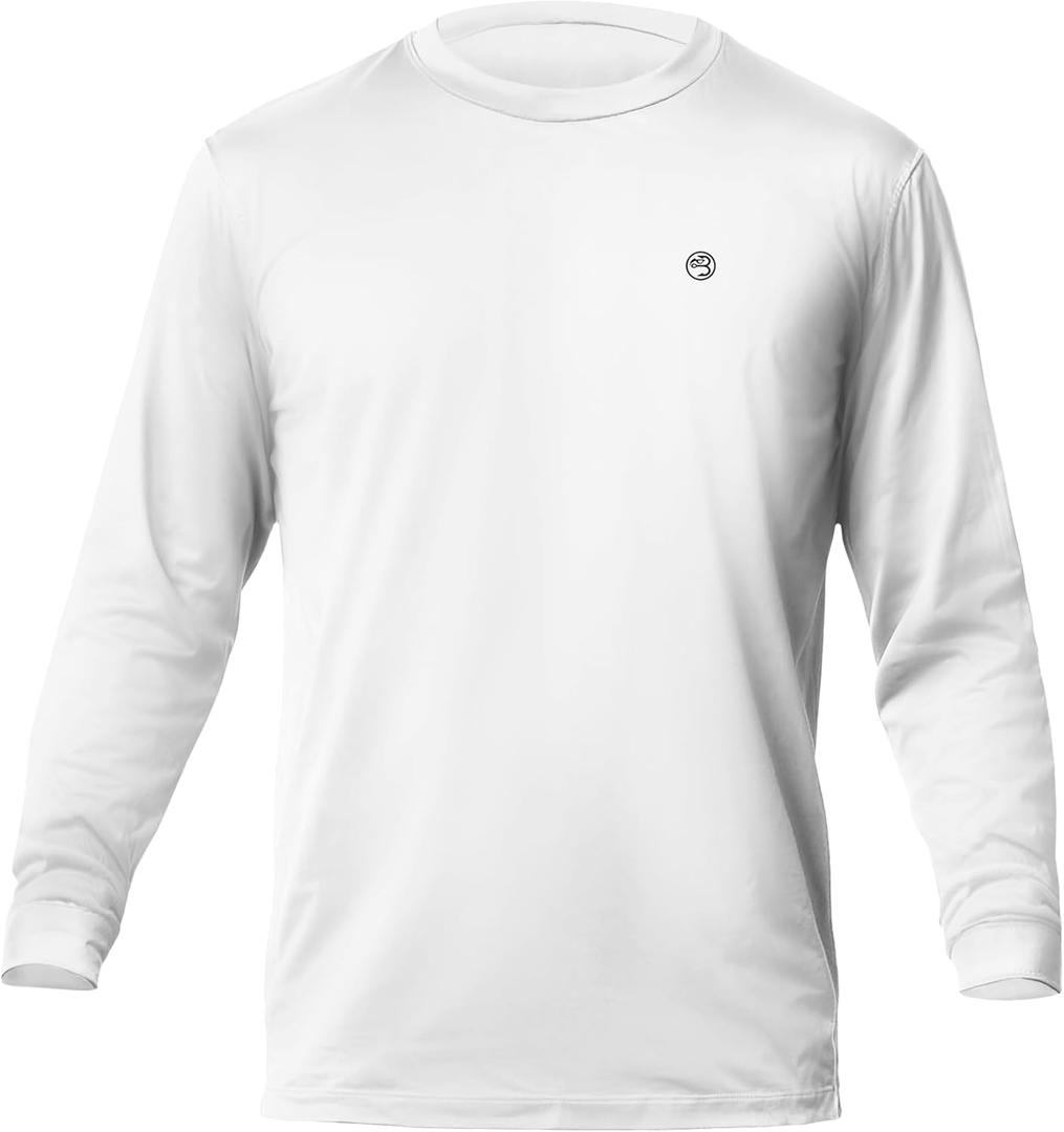 Mens Dry-Fit UPF 50+ Sun Shirt, Fishing Shirts for Men Long Sleeve, SPF Shirts for Men, Men's Rash Guard Shirts (White, XXL)