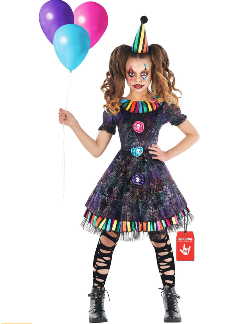 Morph Clown Costume For Girls, Girls Clown Costume, Creepy Costumes For Kids, Halloween Costumes For Kids, XL