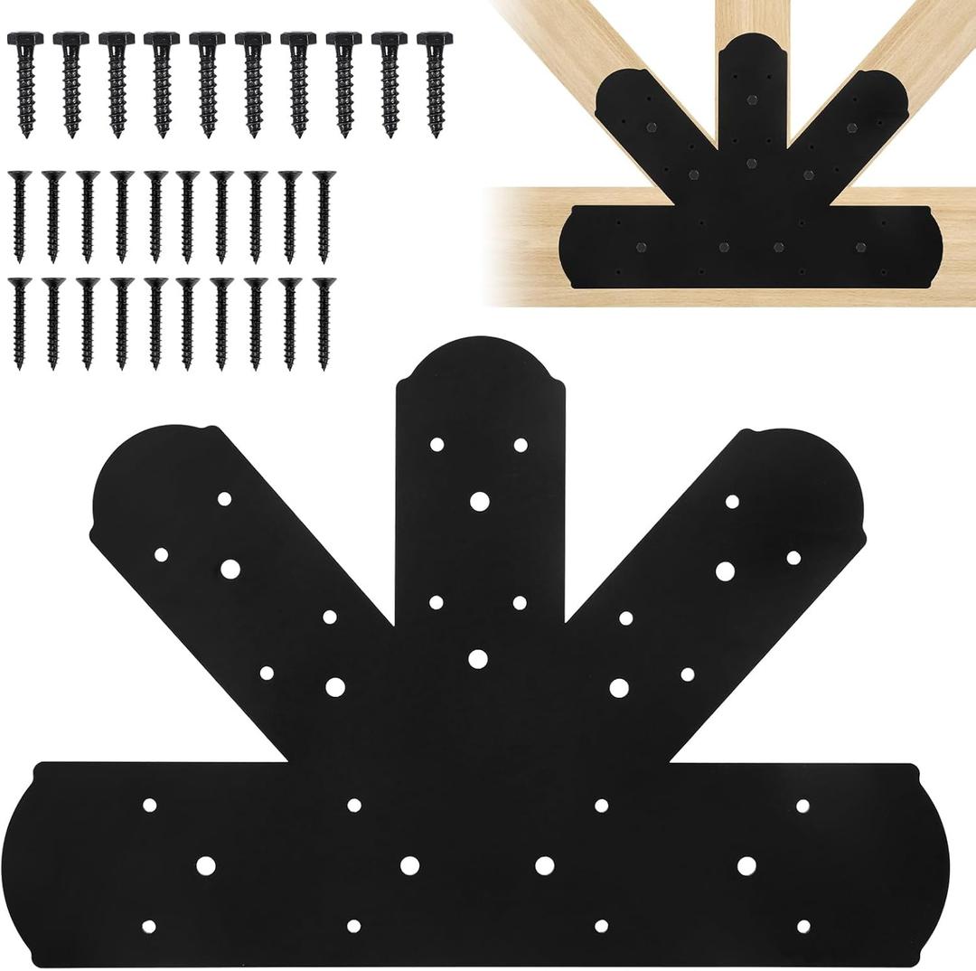 4PCS Gable Plate, 16.5"x11" Gable Bracket Pergola Truss Roof Plate Heavy Duty Carbon Steel Mending Plate for Repairing Fixing Connecting Wood Beam