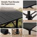 Adjustable Height Folding Camping Table, Portable Outdoor Picnic Desk, Black, 20.87 x 21.26 x 20.87 inches
