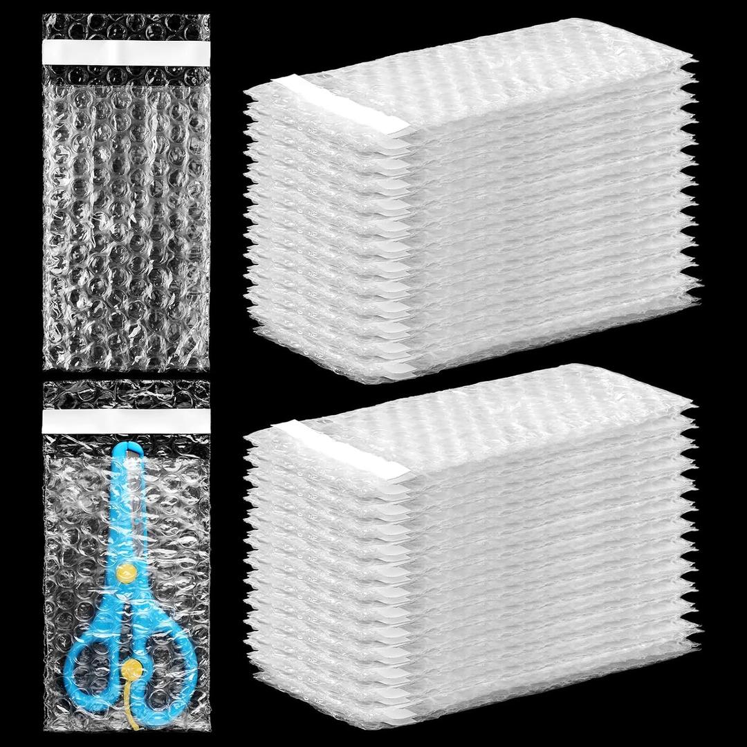 Frienda 300 Pcs Clear Self Sealing Bubble Cushion Bags Double Wall Bubble Pouch Bag Plastic Shockproof Protective Packing Bags for Small Business Moving Shipping Packaging Storage(3" X 5")