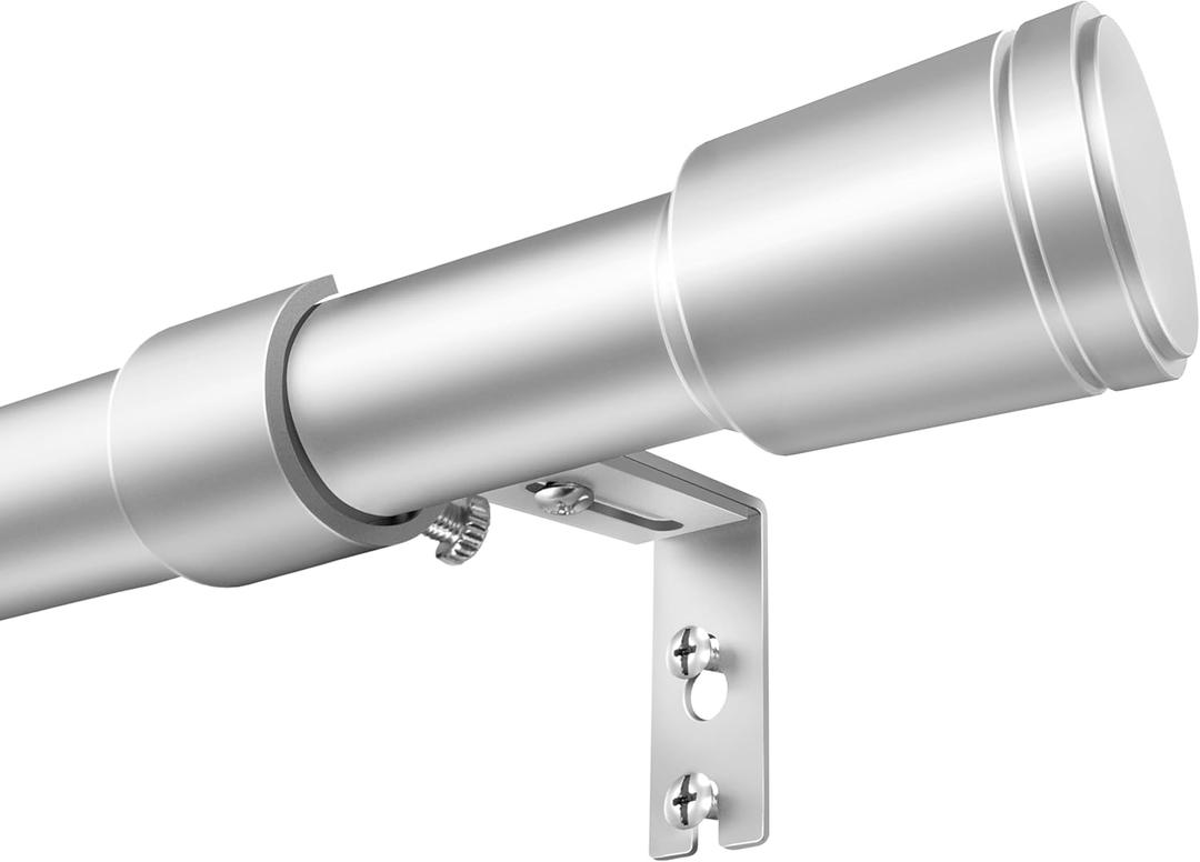 1 Diameter Silver Curtain Rods for Windows, 1 Pack 30-144 Inch Heavy Duty Window Rods, Long Adjustable Curtain Rod, Fits Most Standard Windows, Suitable for Bedroom, Living Room, Farmhouse