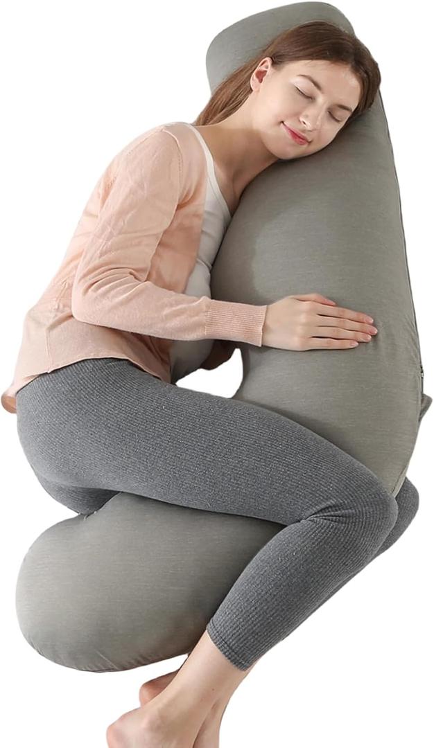 BATTOP Pregnancy Pillows with Cooling Cover,Cooling Maternity Pillow for Sleeping,Support for Belly,HIPS,Legs,Pregnancy Must Haves,Side Sleeper Body Pillow