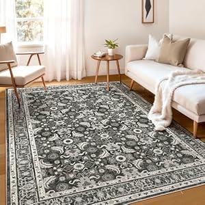 WITSHOCK Living Room Area Rugs 5x7: Soft Non-Slip Backing Washable Rugs Vintage Large Carpet for Bedroom Office Dining Room Kitchen Stain Resistant Home Decor Rug