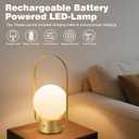 Cordless Portable Table Lamp, Gold 2600mAh Rechargeable Battery Operated Lamp, Stepless Dimming Touch Light, Small Bedside Nightstand Light for Bedroom Living Room Shelf Decor
