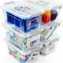 AREYZIN Plastic Storage Bins With Lids,6 Pack Storage Organizer Bins,7 Quart Stackable Storage Basket with Lid and Gray Handle Buckle Easy for Home Office Organization,with Clear Lids