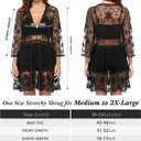 Cuffbow Bathing Suit Cover up for Women Boho Swimsuit Lace V-Neck Coverup Swimwear Loose Beach Dress Vacation Beach wear (Black)