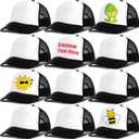 12 Pack Trucker Hat for Kids Summer Polyester Mesh Cap Adjustable Sublimation Blank Hats Baseball Caps for Outdoor (One Size, Black)