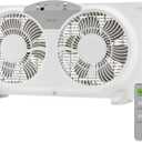 HOLMES 9" Twin Digital Window Fan, Reversible Airflow Blades, In/Out Exchange, 3 Speeds, Built-In Extender Panels, Ideal for Home, Bedroom or Office, Remote Control, White