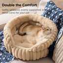 Bedsure ComfyFleece Cat Bed, Washable Round Cute Pet Beds for Indoor Cats, Super Soft Corduroy Kitten Bed with Anti-Slip Bottom, 20''x20''x8'', Sandy Beige