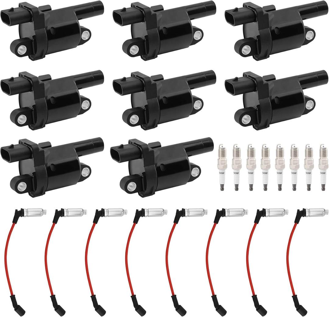 HQPASFY Ignition Coil UF414 & Iridium Spark Plug & Wires Set of 8 Compatible With Chevrolet Avalanche Express Silverado Chevy, Cadillac,GMC Savana Sierra Yukon, Buick, Pontiac, Repalce# GN10165 HQPASFY Ignition Coil UF414 & Iridium Spark Plug & Wires Set of 8 Compatible With Chevrolet Avalanche Express Silverado Chevy, Cadillac,GMC Savana Sierra Yukon, Buick, Pontiac, Repalce# GN10165