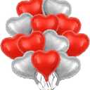3 x 30 pcs Heart Balloons 18" Foil Love Balloons Mylar Balloons heart balloons for Valentines Day Propose Marriage Wedding Anniversary Backdrop Birthday Party Supplies (Red+Silver)