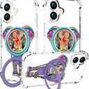 for iPhone 16 Case [Compatible with MagSafe] Clear Stand Cute for Women,Magnetic Mag Safe Kickstand Rugged Heavy Duty Bumper Phone Cases Funda (Pink Elephant Floral)