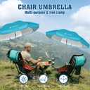 AMMSUN Chair Umbrella with Universal Clamp Adjustable 47 inches and 360 Swivel & UPF 50+ Protection Portable Sun Umbrella, Secure Clip on Camping/Beach Chairs, Stroller, Wheelchair, Golf cart, Lounger, Light Blue, 2 PACK