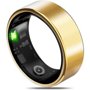 Smart Health Ring for Women Men Fitness Tracker with Heart Rate, Blood Oxygen, Blood Pressure, Sleep Monitoring, Step Counting, IP68 Waterproof for iOS and Android, No Subscription Fee, Gold 14#