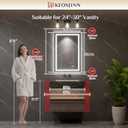 Keonjinn 24"x36" Lighted Mirrors for Bathroom Wall with Bluetooth Speaker, LED Mirror for Bathroom with Frontlit & Backlit, Bluetooth Mirror Bathrooms, Tempered Glass, Dimmable 3-Color Lights, CRI90+