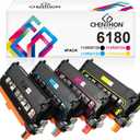 6180 Toner Cartridge Remanufactured for Xerox Phaser 6180 6180N 6180DN,KCMY | for Xeroxing Printer 6180 6180N 6180DN 6180MFP-D 6180MFP-N Ink 113R00726 113R00723 113R00724 113R00725 4 Color Set