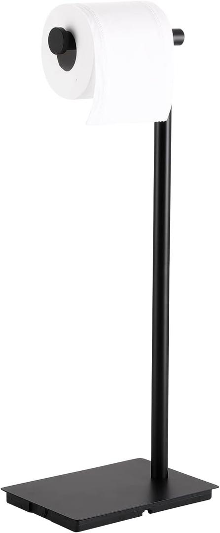 KES Black Toilet Paper Holder Stand Bathroom Freestanding Toilet Tissue Paper Roll Holder, 20" H SUS304 Stainless Steel Rustproof Weighted Base Matte Black, BPH286S1A-BK