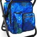 Kikerike Backpack Stool Cooler Chair Heavy Duty 300 LBS Max Load Portable Lightweight Stool Backpack Folding Fishing Cooler Seat for Camping Hunting Fishing - Ocean